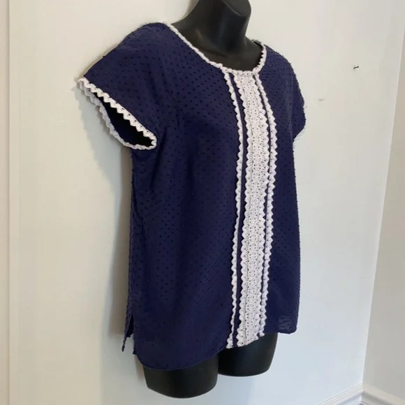 Vineyard Vines Navy & White Cotton Top Small - Picture 6 of 6